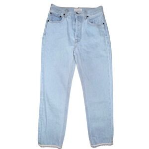 Still Here New York Beach Tate Vintage Blue Hand Painted Stripe Crop Jeans